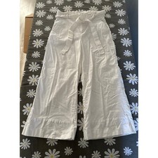 Banana Republic Linen Blend White Wide Leg Pleated Pants Retail 98 Size 8