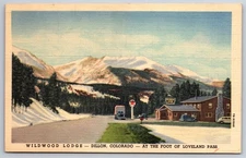 Dillon Colorado~Wildwood Lodge~Texaco Gas Station~Loveland Pass~1947 Linen PC