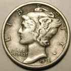 1936 S Mercury Dime VF-EF  Actual Coin Pictured- Not Cleaned, Polished or Dipped