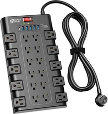 Power Strip,  Surge Protector with 22 AC Outlets and 6 USB Charging Ports, 1875W