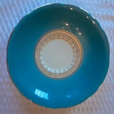 Vintage Ansley China B5333 Teal Porcelain Tea Cup Saucer Gold Edging
