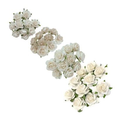 100 Mixed 4 Sizes Open Paper Flower Wedding Craft Scrapbook (TH- WHITE 2/3/6/8)