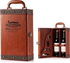 2 Bottle Wine Gift Box with 4 Accessories, Portable Wine Carrier Tote for Specia