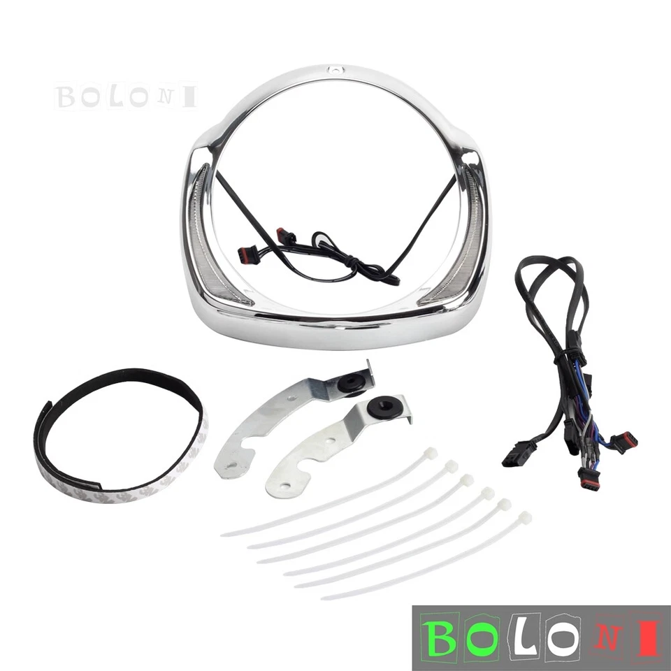 Bisel de faros LED para Harley Electra Glide Street Glide Tri Glide 2014-2022 Foto 3 de 4