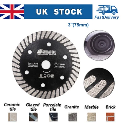 SHDIATOOL Diamond Saw Blades 3inch Fast Cutting Discs Wheel Cut Tile Ceramic Marble 75mm
