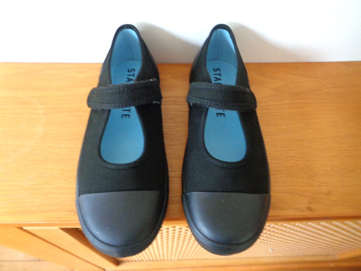 Start Rite Girls Hop Hop Black Canvas Plimsolls with Rip Tape