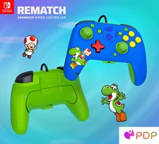 PDP *OFFICIAL* REMATCH Advanced Wired Controller *TOAD & YOSHI EDITION* (Switch)