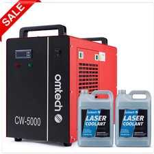 OMTech CW5000 Water Chiller for CO2 Laser Engraver with 2 Pack CO2 Laser Coolant