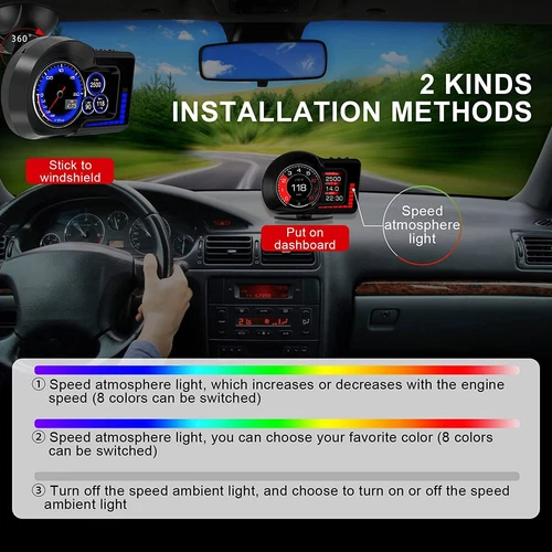 OBD2+GPS for Car Speedometer KM/H MPH Overspeed Alarm Digital HeadUp Display HUD - Picture 7 of 12
