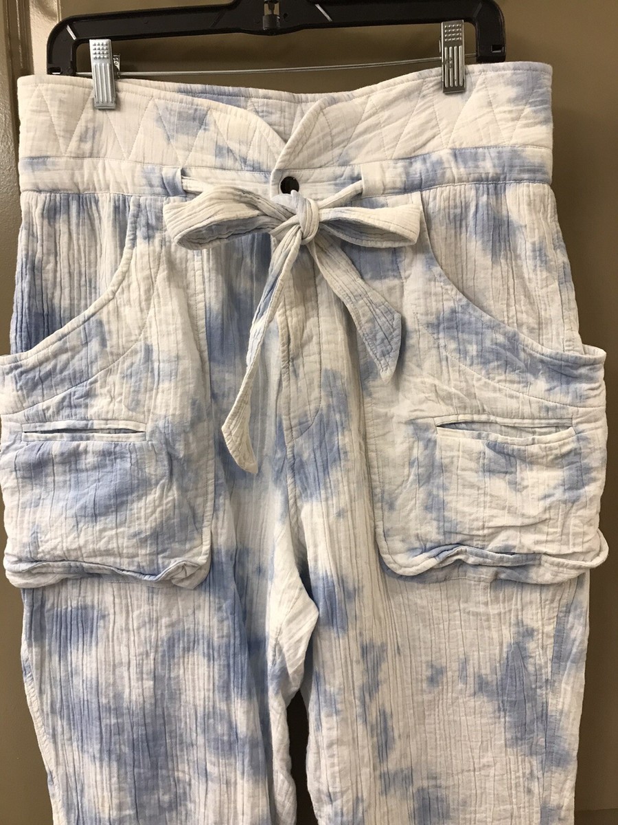 isabel marant etoile Cotton Linen blue tie dye pants sz 40