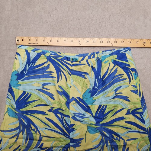 Preston York Skirt Womens Sz 12 Blue Green Floral Lined Linen Blend Flowy A-Line - Picture 7 of 9