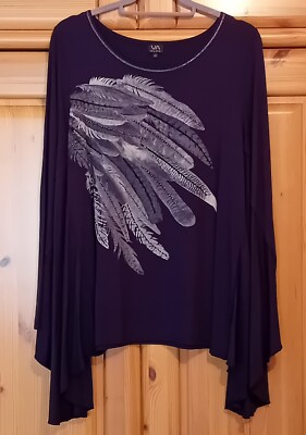 Shirt ''Via Milano'' Größe 40 Fledermausoptik dunkellila