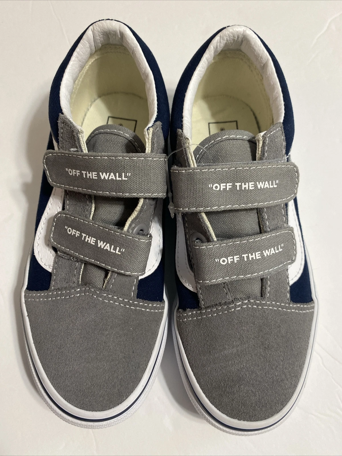 Scarpe da sneakers Vans per bambini taglia 1.0 vecchia scuola V logo pop scarpe da skate unisex blu grigio