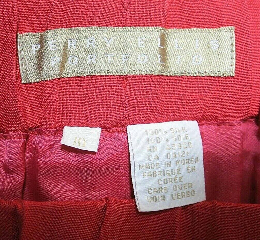 Vintage Perry Ellis Portfolio Petite Red Silk Ski… - image 11