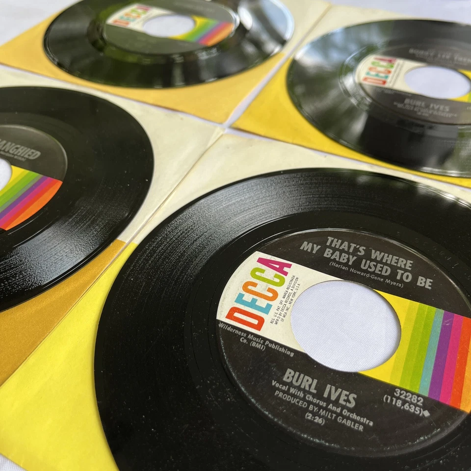 Pop Vocal - BURL IVES Classic Vinyl Lot - 4 Singles  on Decca w/ Sleeves 1960's - Image 3 of 4