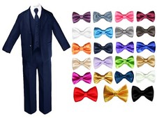 Baby Toddler Boy NAVY Formal Wedding Party Suit Tuxedo  Color Bow Tie free S-8