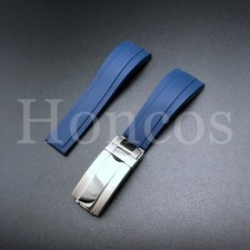 20MM BLUE Silicone Rubber Watch Strap Wrist Band Fits For Rolex OYSTERFLEX Watch