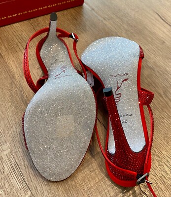Rene Caovilla Crisscross Crystal Red Satin Scarlet Strass Sandals