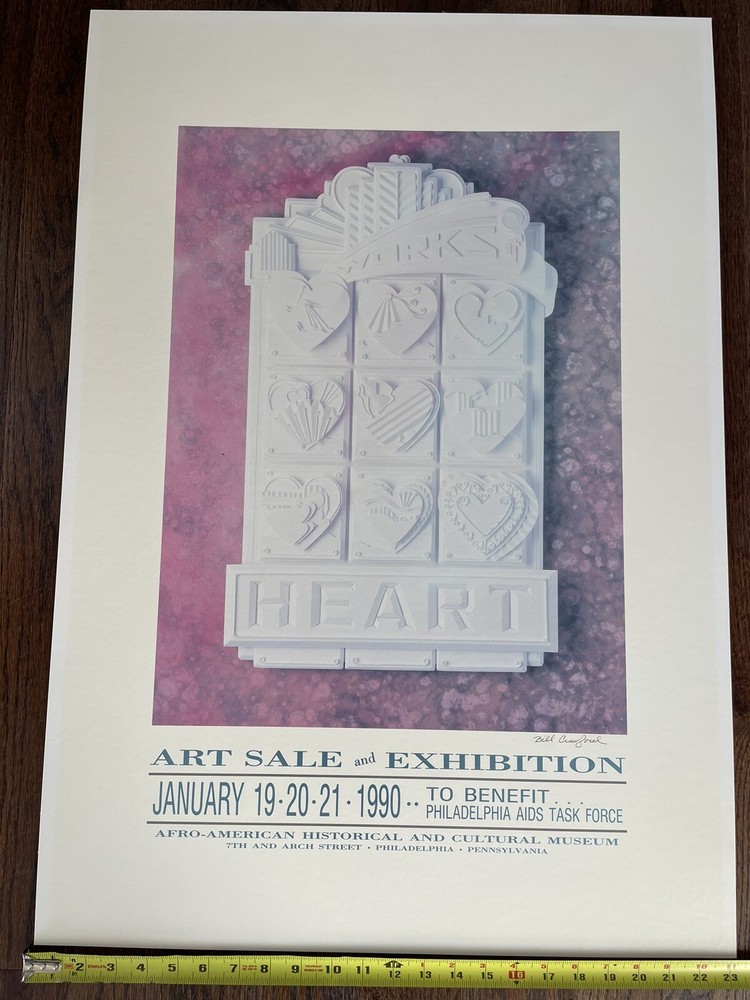 Poster Board 1990 BENEFIT “PHILADELPHIA AIDS  TASK FORCE” Signed Bill Crawford
