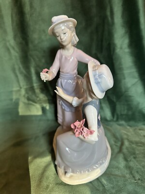 Nao by Lladro “My Two Girls Picking Flowers” Figurine Porcelain