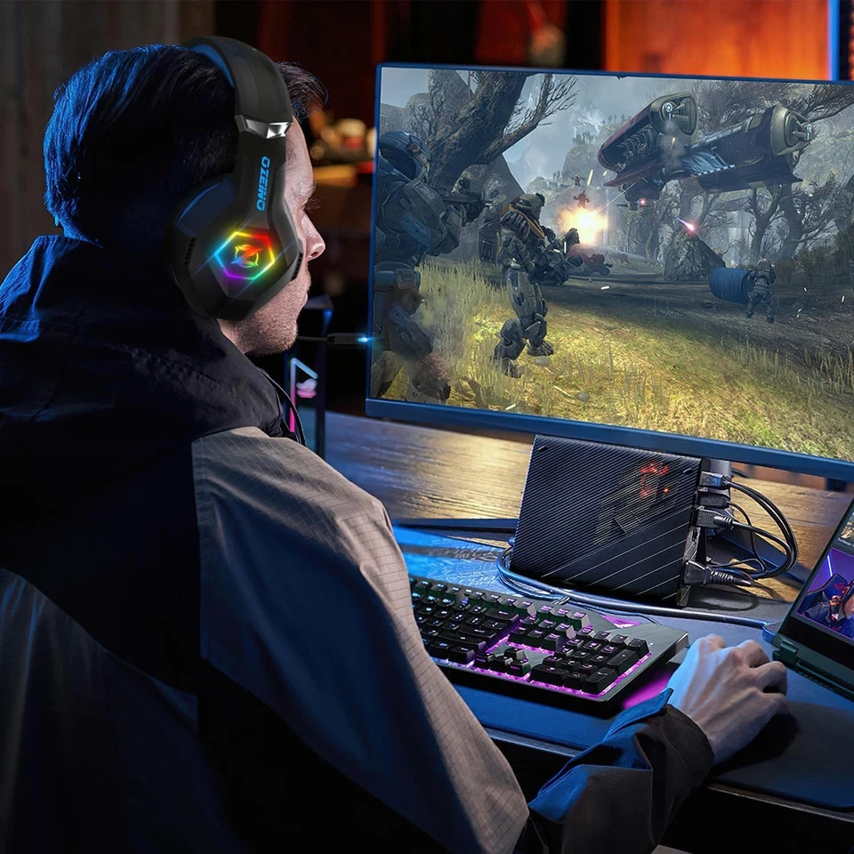 Cuffie Gaming PS4 PS5 PC Xbox One, Cuffie Con Microfono Cancellazione Del Rumore - Immagine 2 di 4