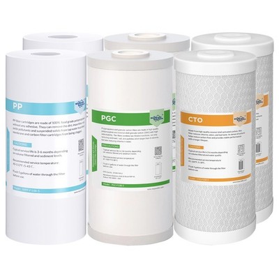 3-Stage 10''x4.5'' Big Blue GAC CTO Sediment Carbon Block Water Filter Cartridges