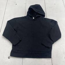 Old Navy Hoodie Youth 10-12 Black Fleece Pullover Kangaroo Pocket Sweatshirt