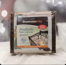 New BreathableBaby Mesh Crib Liner Safari Fun Too - Brown