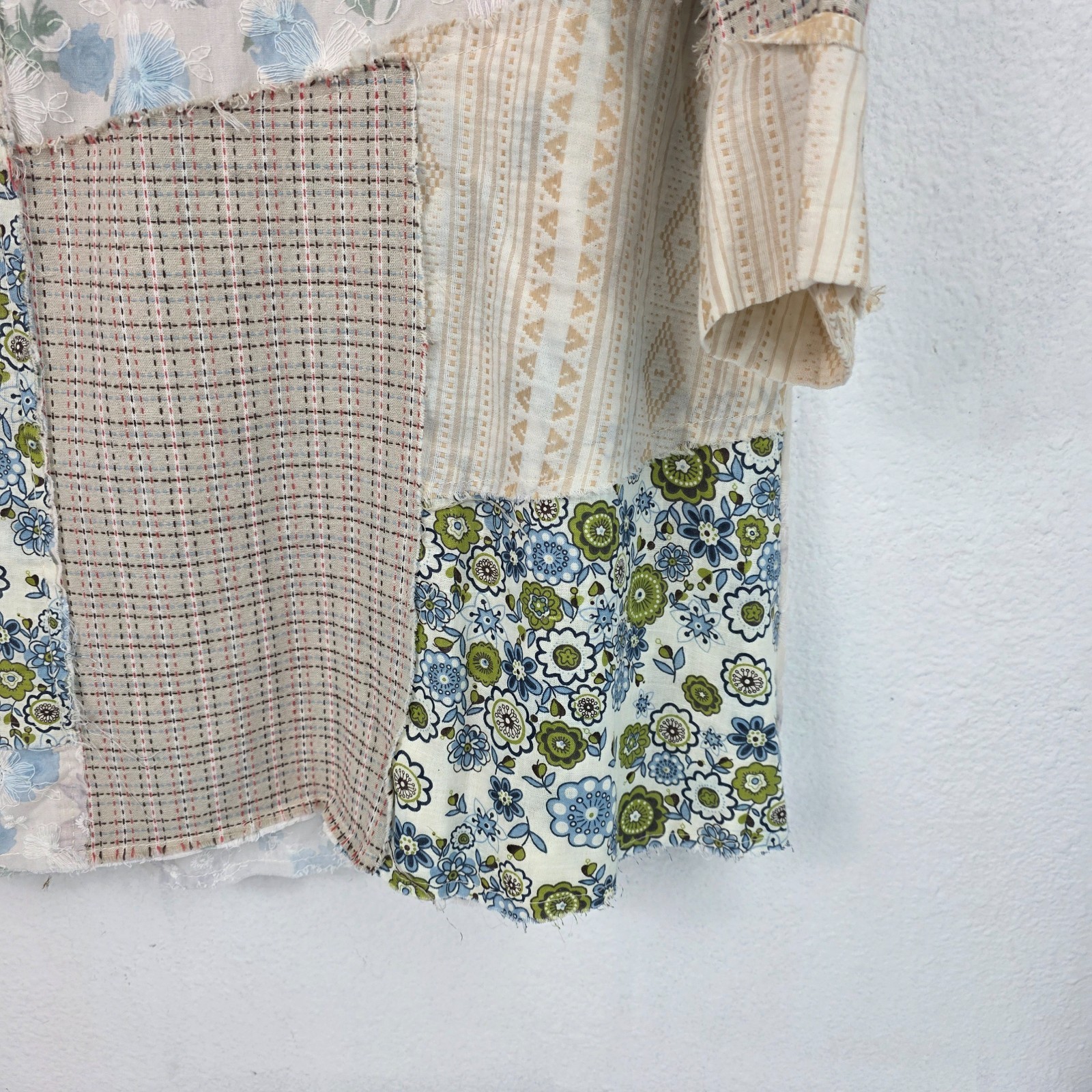 POL Patchwork Shirt Multi Varied Texture Print 3/… - image 6