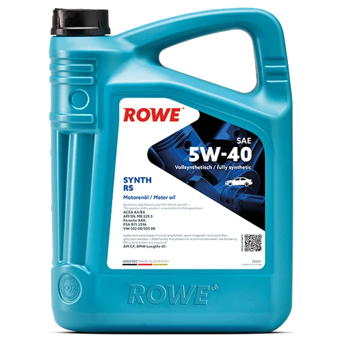 5W-40 Engine Oil 5L Rowe Hightec Synth RS for BMW Mercedes Porsche A40 PSA VW