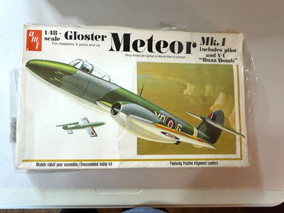 Vintage 1978 AMT Gloster Meteor Model Kit T648 - Open Box, Unbuilt 4925