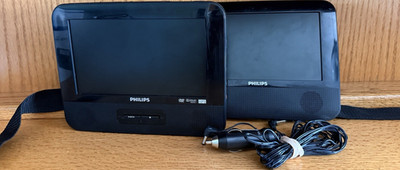 Philips Portable Dual Screen DVD Player, Dolby Digital, Black, Car Adapter