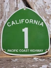 VINTAGE CALIFORNIA PORCELAIN SIGN RARE OLD PACIFIC COAST HIGHWAY PCH HOLLYWOOD
