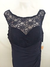 Morilee Size20 Navy Lacetop Pleattwist Torso /zip Vback Formal Full Lenth Dres