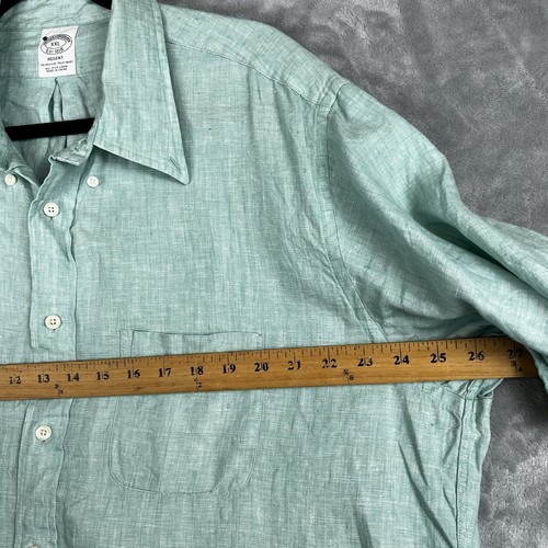 Brooks Brothers Hemden 1818 Herren 100% Leinen Regent Knopf türkis blau kurzarm - Bild 4 von 11