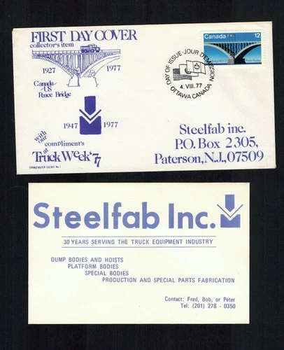 Canada #737, 1977 12¢ Peace Bridge, Changewater 1st ever cachet FDC, VF + insert