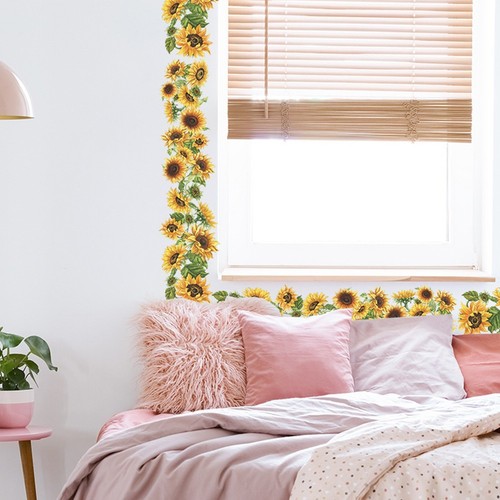 Wall Sticker Sunflower Edge Line Reliable Removable 14*114cm 5.5*44.8inch - Bild 4 von 8