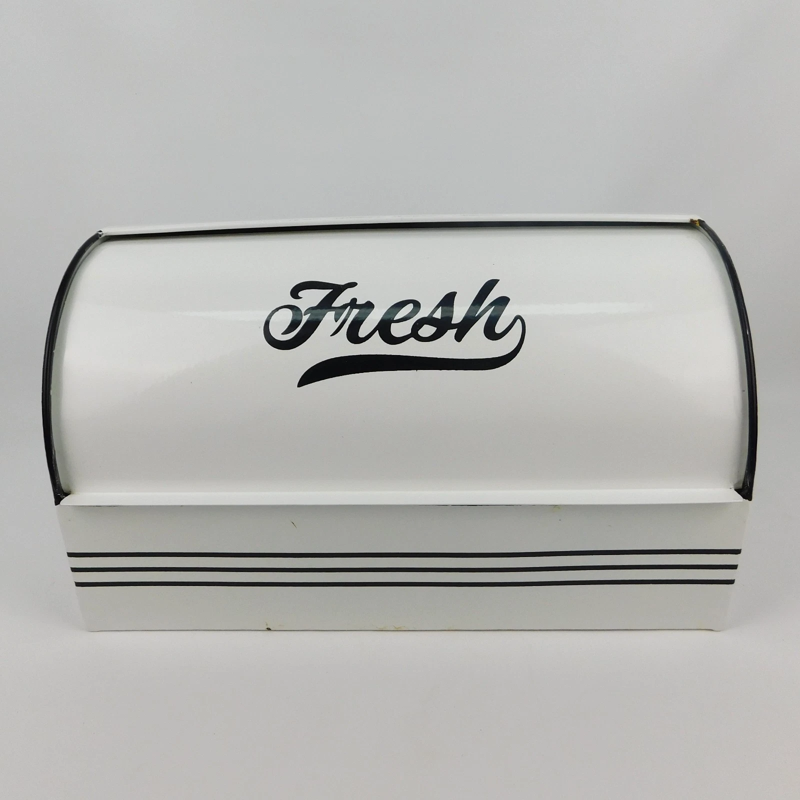 Red Shed METAL BREAD BOX White Farmhouse ROLL TOP Kitchen Storage Decor
Opens in a new window or tab