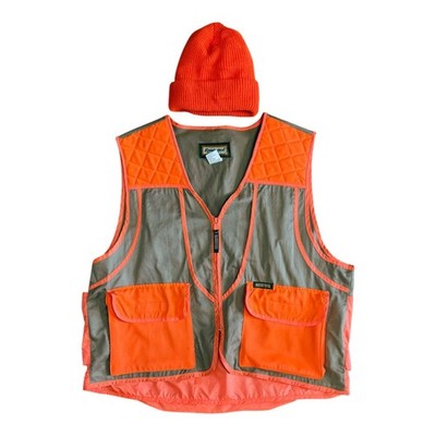 Remington Hunting Bird Shooting Vest Mens 2XL Blaze Orange Game Bag + Beanie Hat