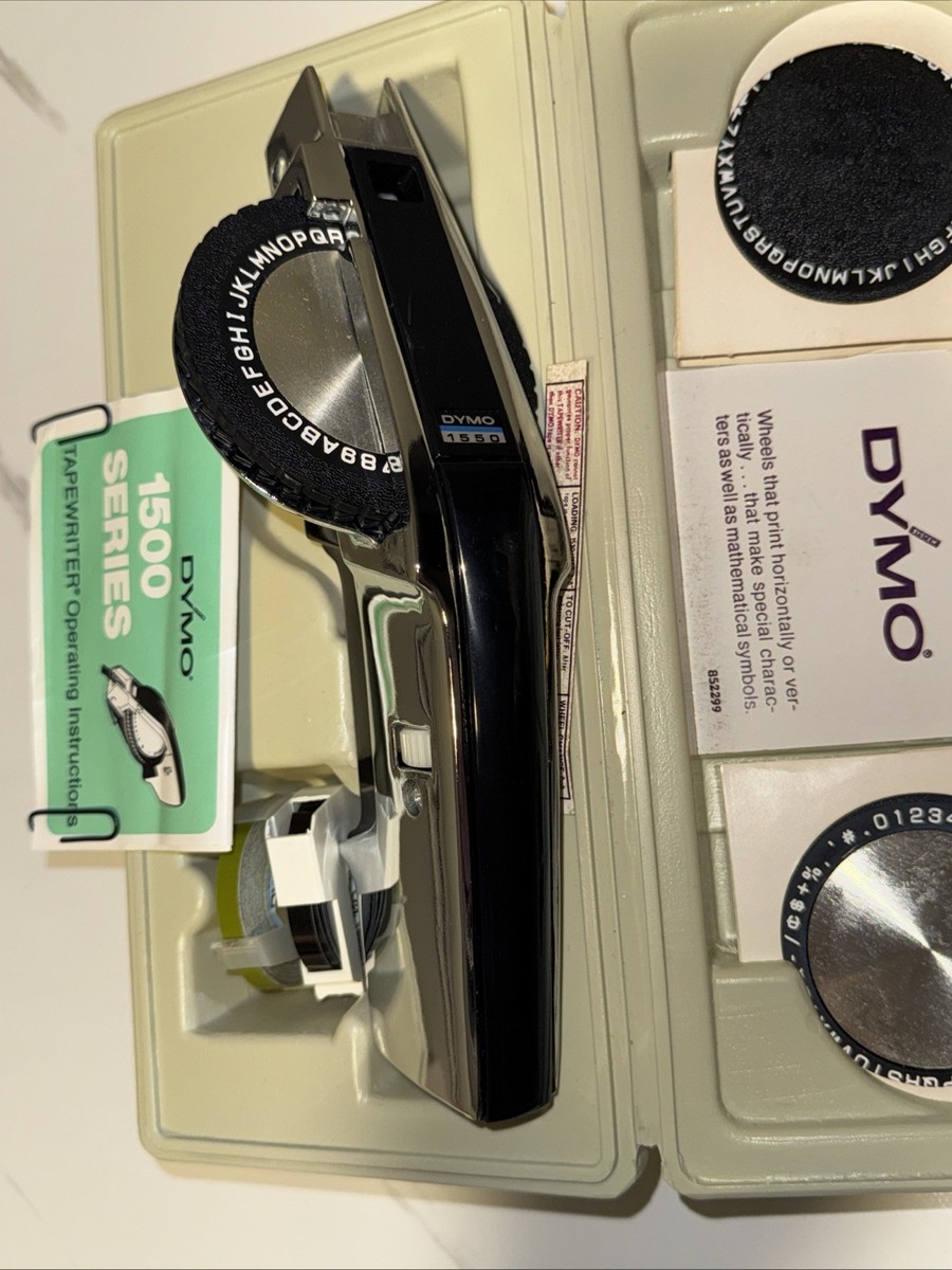 Dymo 1550 Deluxe Tapewriter in Wood Storage Box Tape TESTED Dymo 1550 Deluxe Tapewriter in Wood Storage Box Tape TESTED