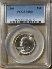 PCGS 1964 Silver Washington Quarter MS64