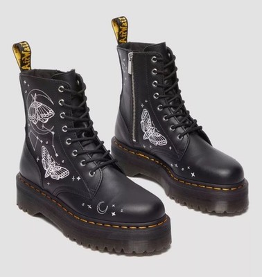 Dr Martens Jadon ''Celestial Moth'' Embroidered Platform Black Boots Men's Sz 13