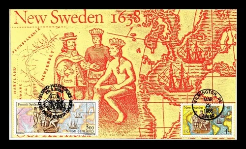 DR JIM STAMPS US COVER NEW SWEDEN 350TH ANNIVERSARY FDC JOINT ISSUE COMBO
