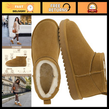 Cozy Faux Fur Ankle Boots for Women - Genuine Suede Leather, Memory Foam Comfort