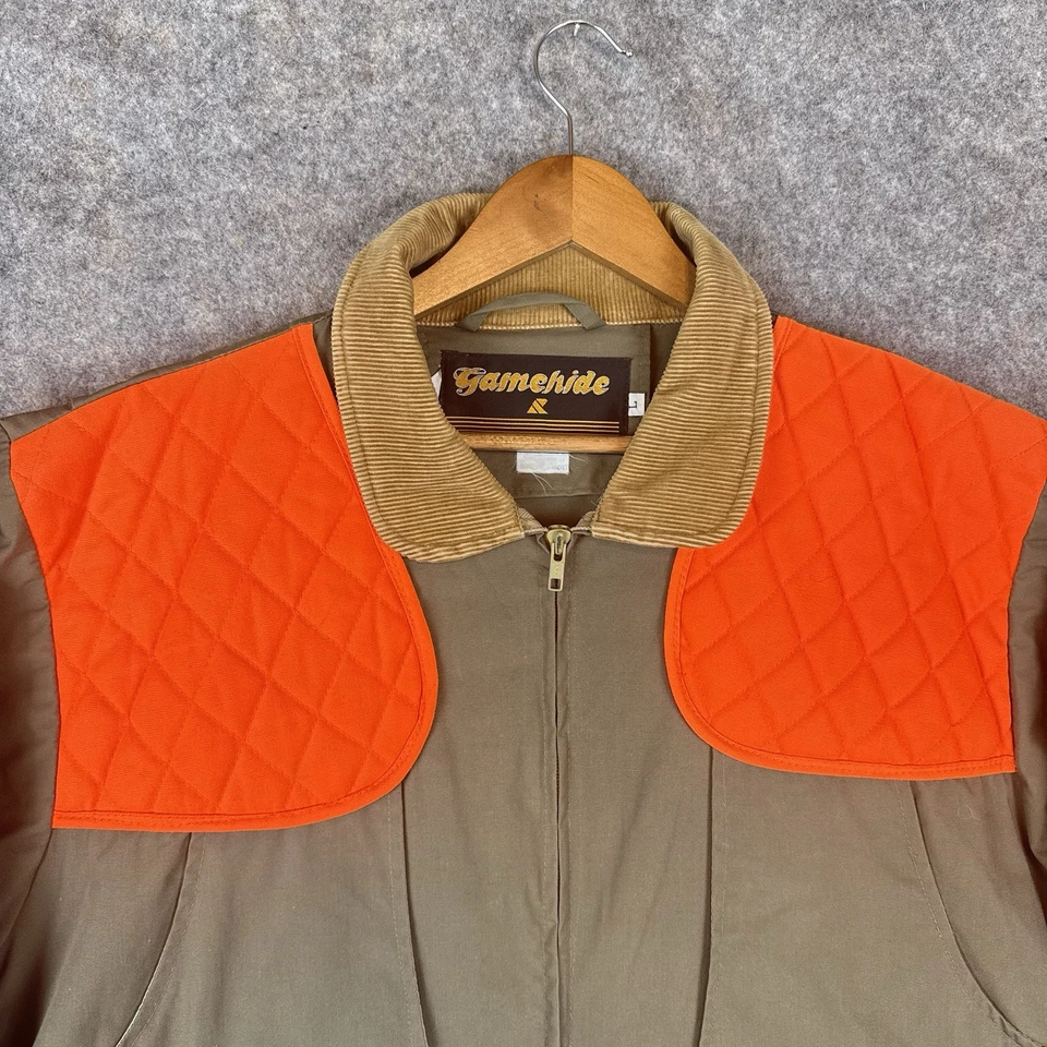 Gamehide Hunting Jacket Mens Large Beige Game Bag Ammo Pockets Corduroy Trim - Image 4 of 4