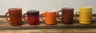 VINTAGE FIRE KING ANCHOR HOCKING MILK GLASS COLORFUL COFFEE MUG LOT OF 5 1960s