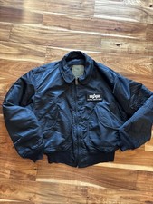 Alpha Industries CWU-45/P N Flight Bomber Jacket Men s XL Black Quilted