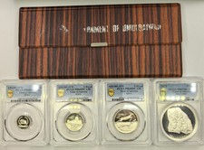 UMM AL QAIWAIN 1 2 5 10 Riyals 1970 AH1389 SILVER PROOF SET in PCGS Wallet & COA