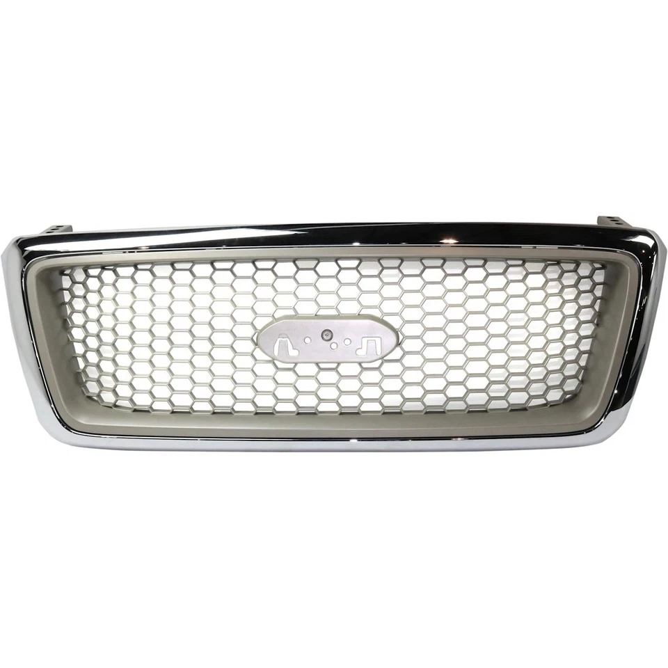 Fits 2004-2008 Ford F-150 Front Grille Chrome Shell with Beige Insert Plastic Foto 2 de 4