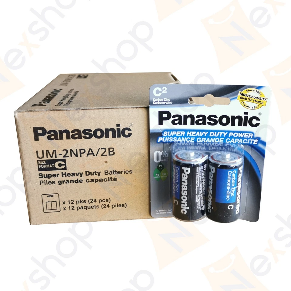 4x Panasonic C 1.5V Batteries Super Heavy Duty Power Carbon Zinc C Exp. 2027 - Image 2 of 4